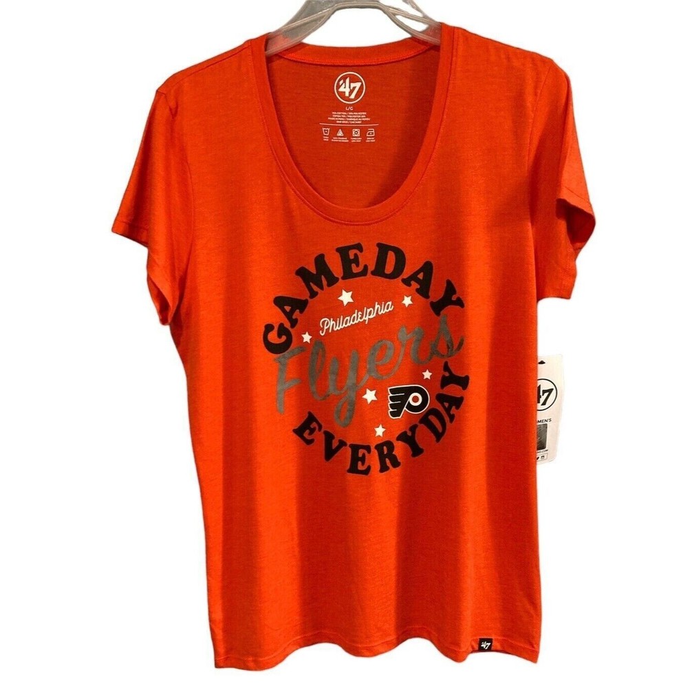 New Philadelphia Flyers 47’ Brand T-Shirt Women's‎ Crew Neck Orange Sz L